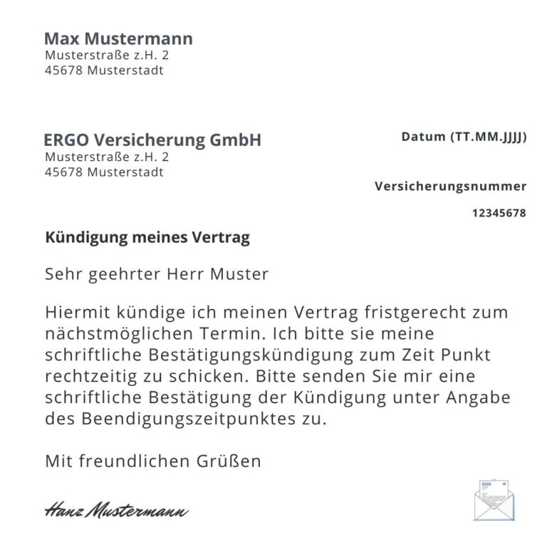 ERGO KFZ Versicherung kündigung Nordinvoice
