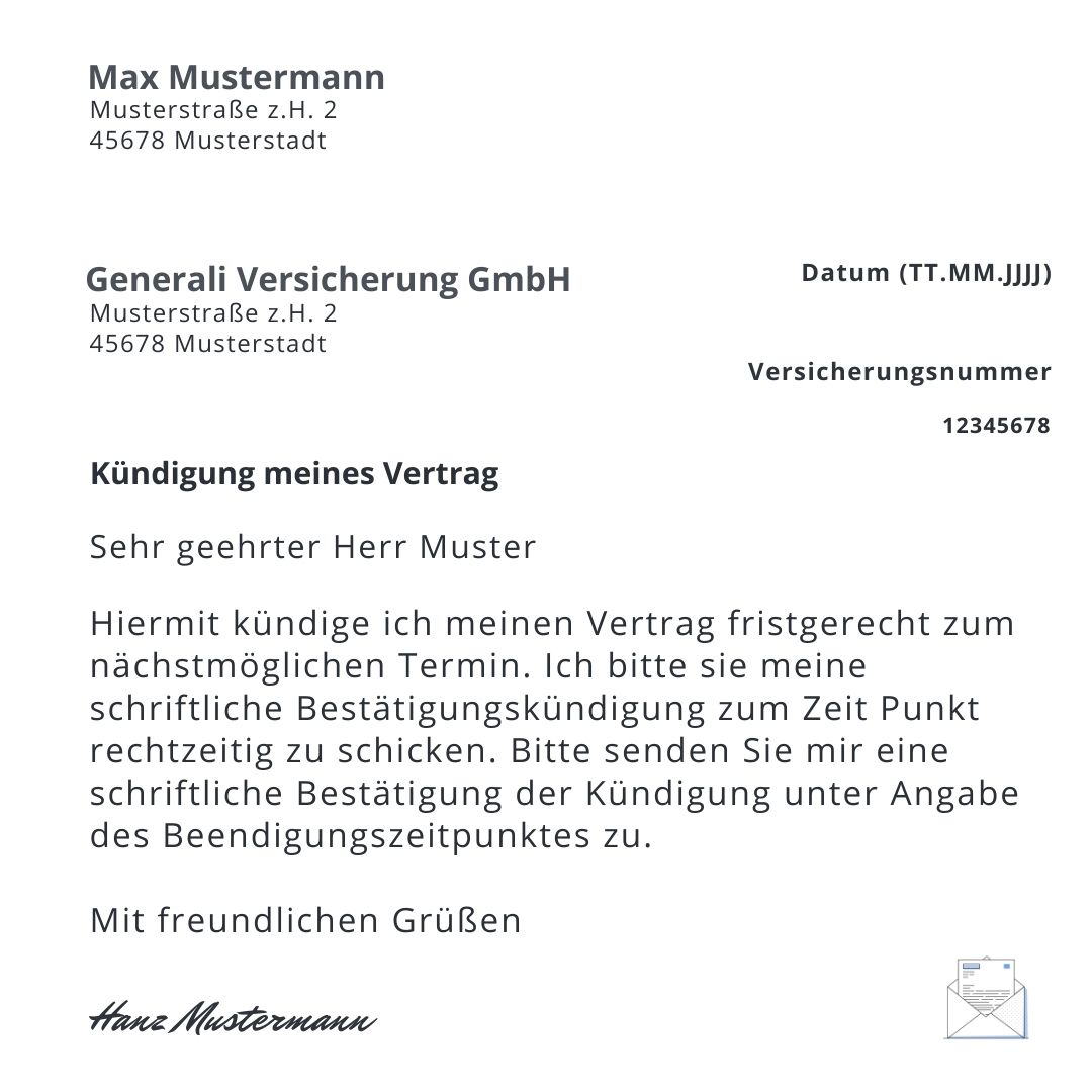 Generali Versicherung kündigung Nordinvoice